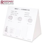 高质量经济型台面白色PVC三角形展示架，用于智能开关