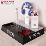 定制黑色PVC和亚克力灯块HIFI音箱盒耳机展示架